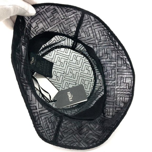 FENDI FF Zucca pattern mesh Bucket hat Nylon Black - Picture 9 of 11